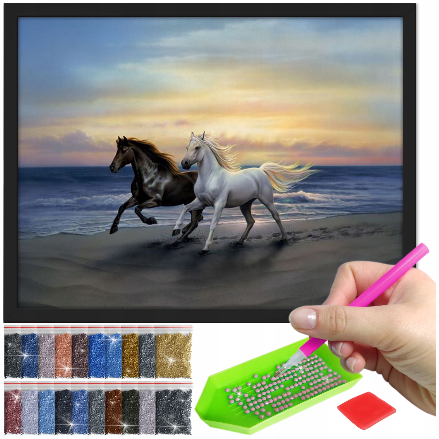Zestaw: Diamond painting 30x40 (DP077)+ czarna ramka