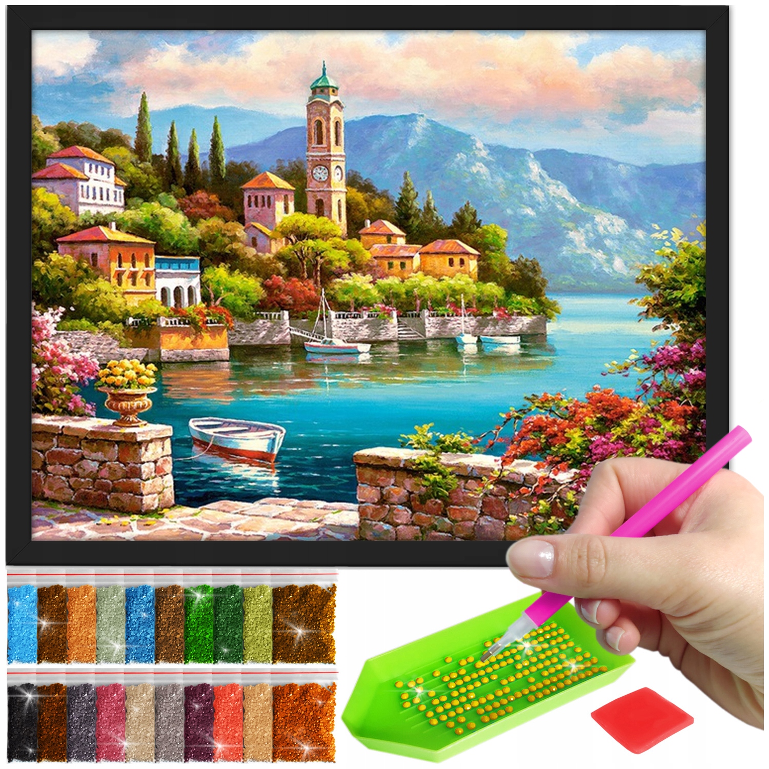 Zestaw: Diamond painting 30x40 (DP177)+ czarna ramka