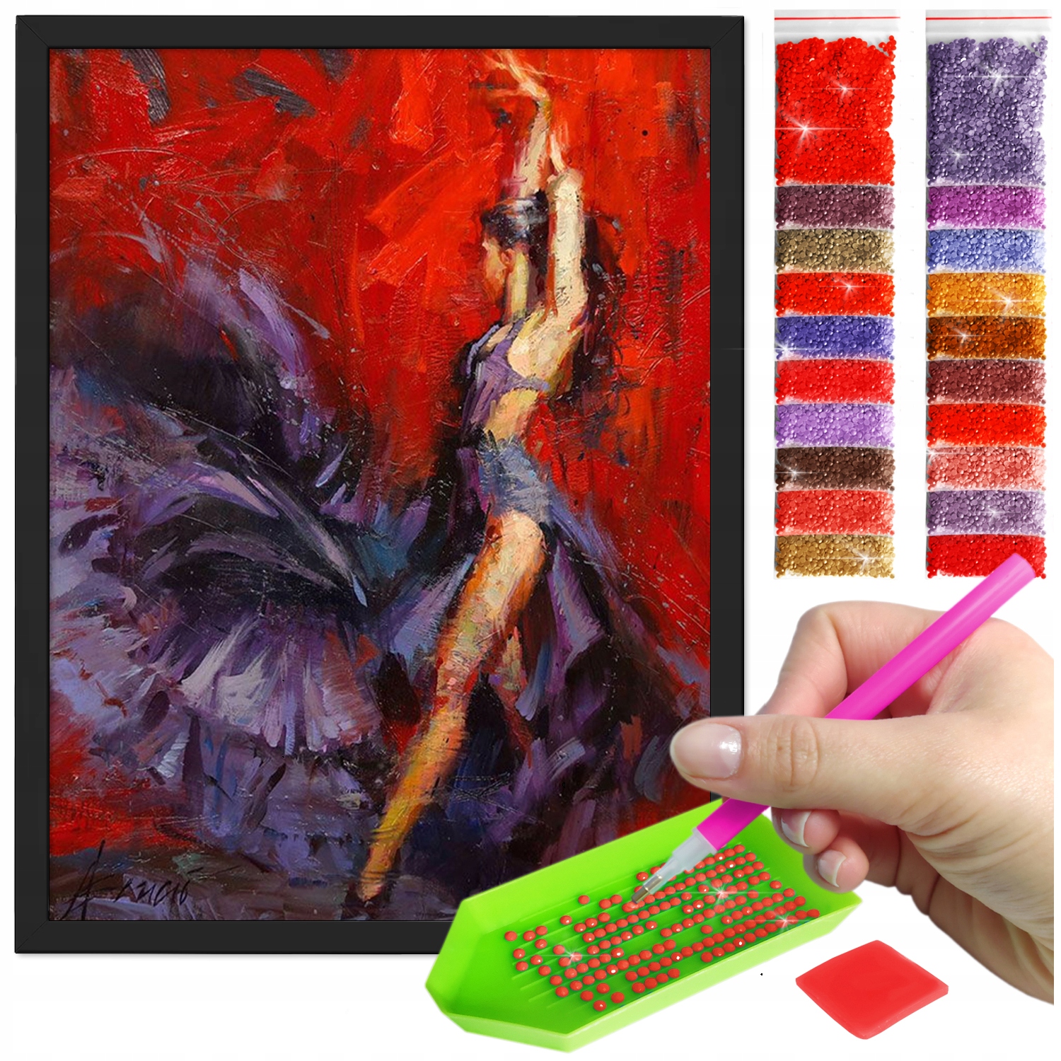 Zestaw: Diamond painting 30x40 (DP152)+ czarna ramka