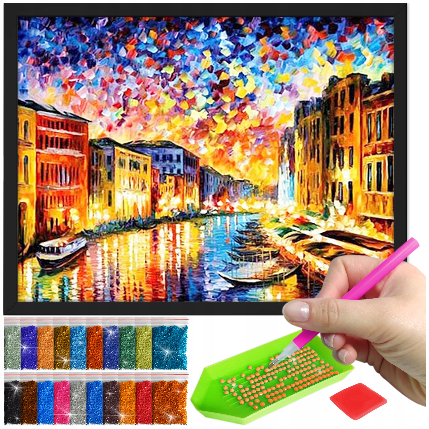 Zestaw: Diamond painting 30x40 (DP023)+ czarna ramka