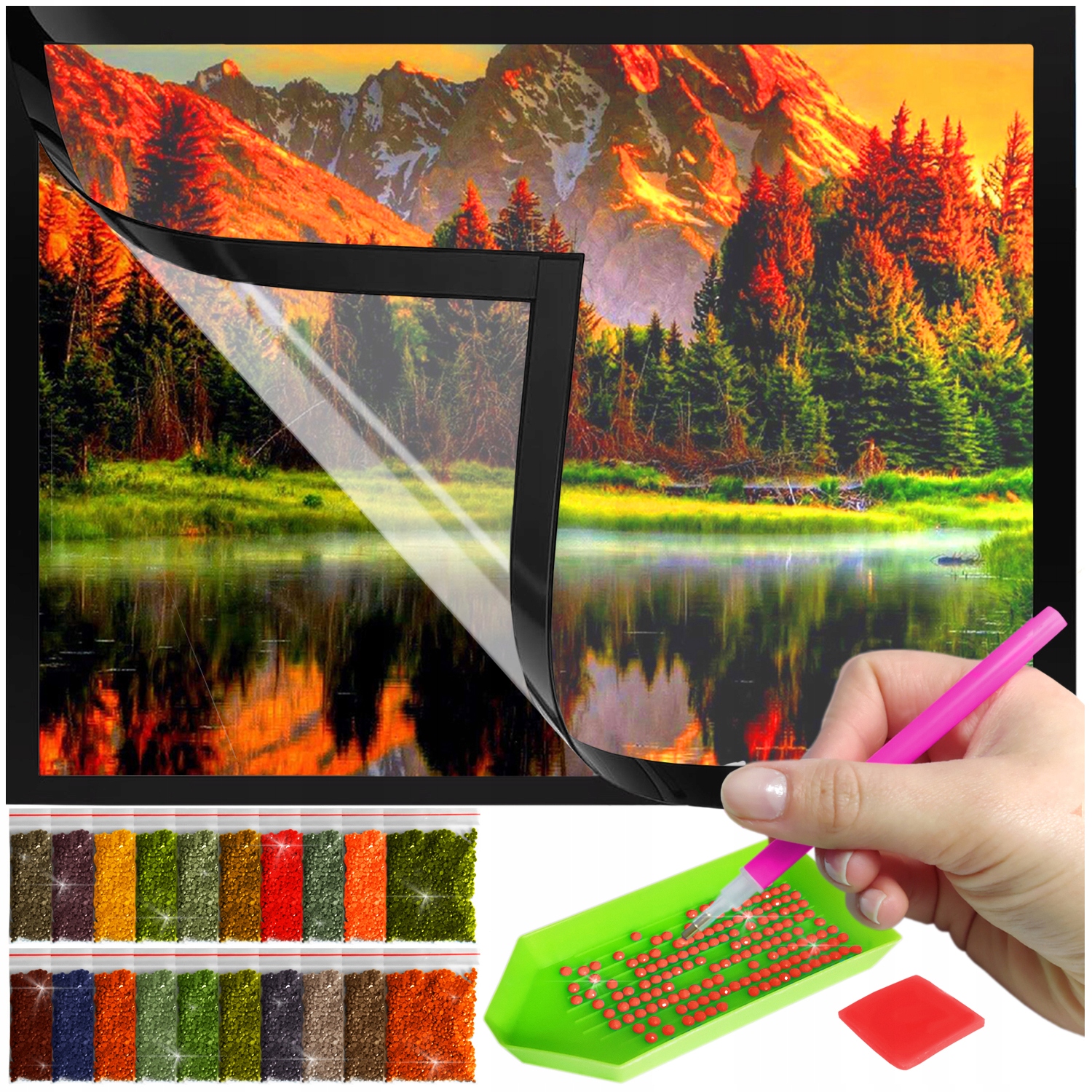 Zestaw: Diamond painting 30x40 (DP031)+ magnetyczna ramka