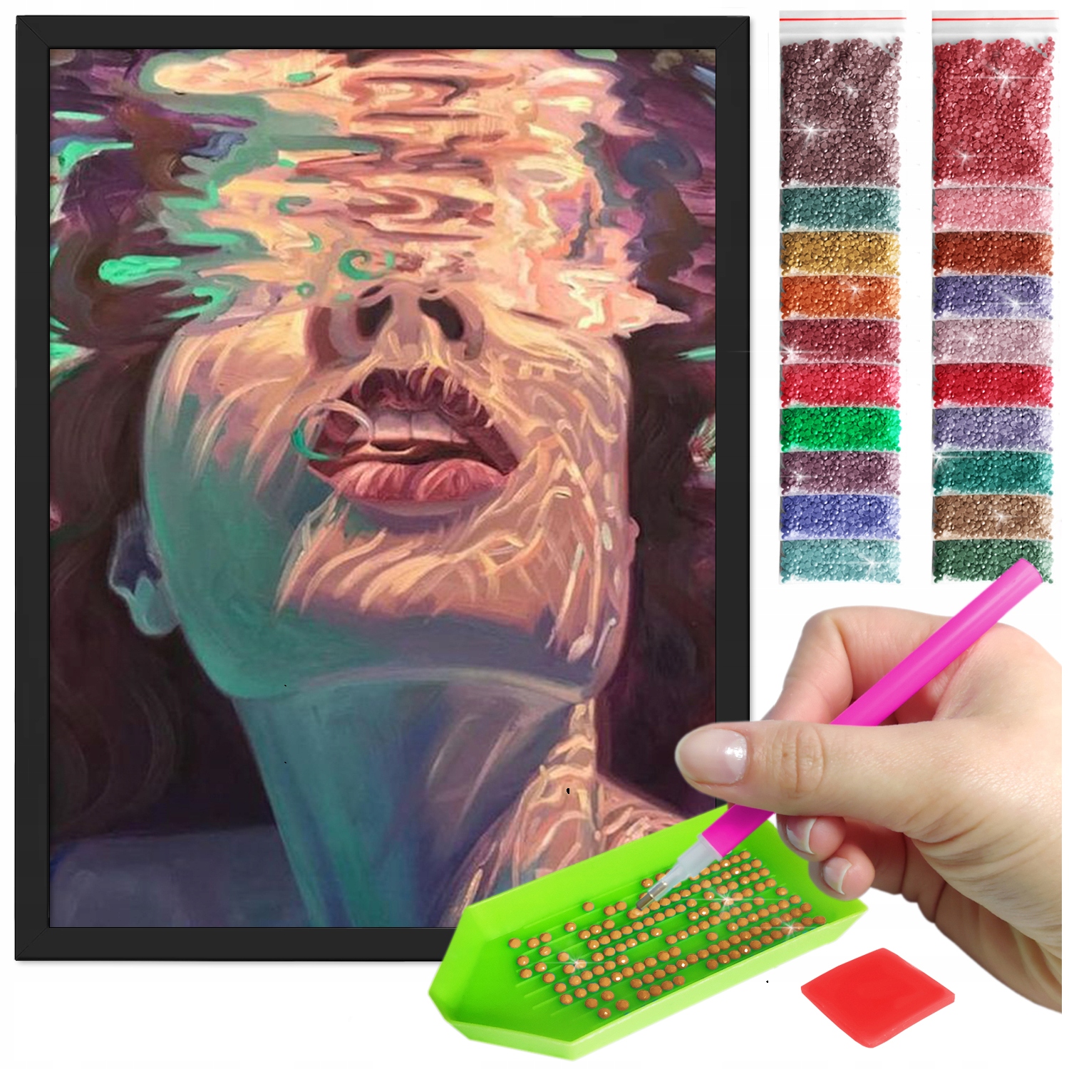 Zestaw: Diamond painting 30x40 (DP090)+ czarna ramka