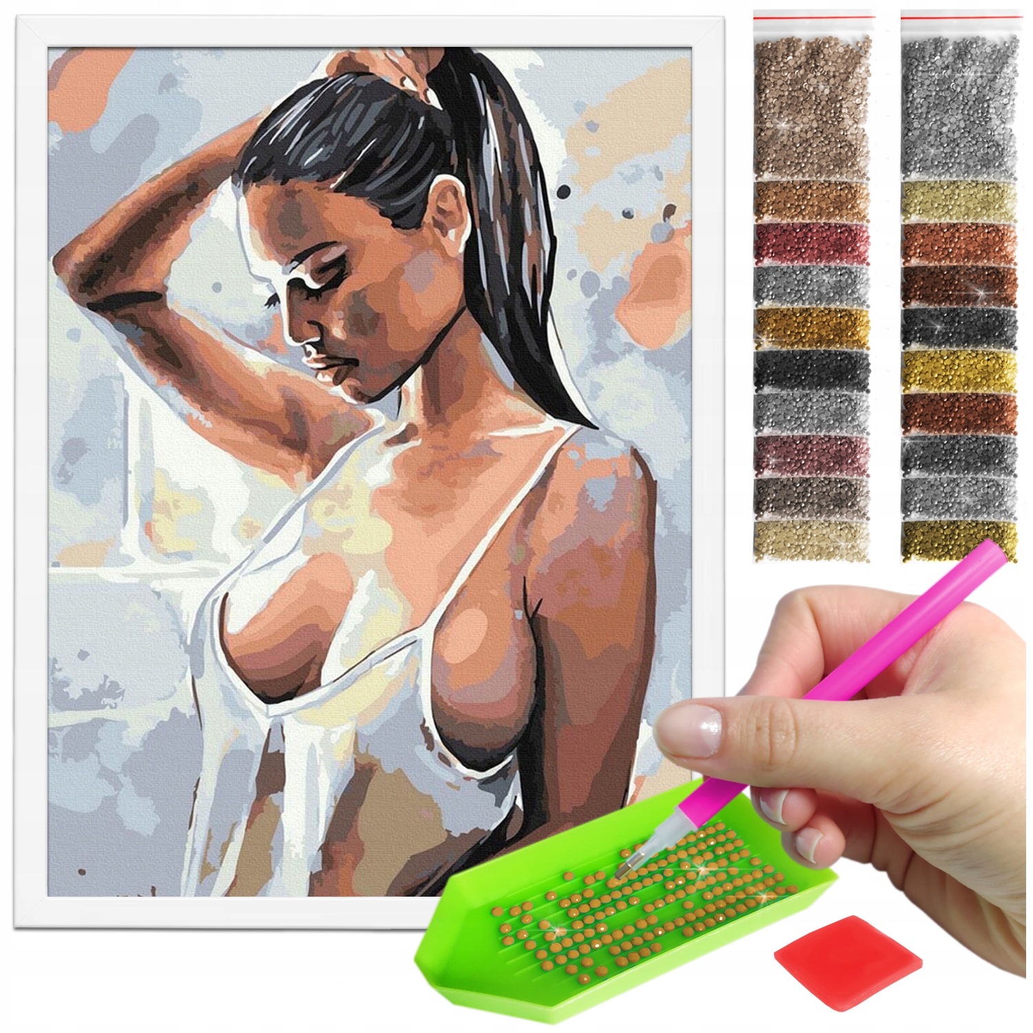Zestaw: Diamond painting 30x40 (DP301)+ biała ramka