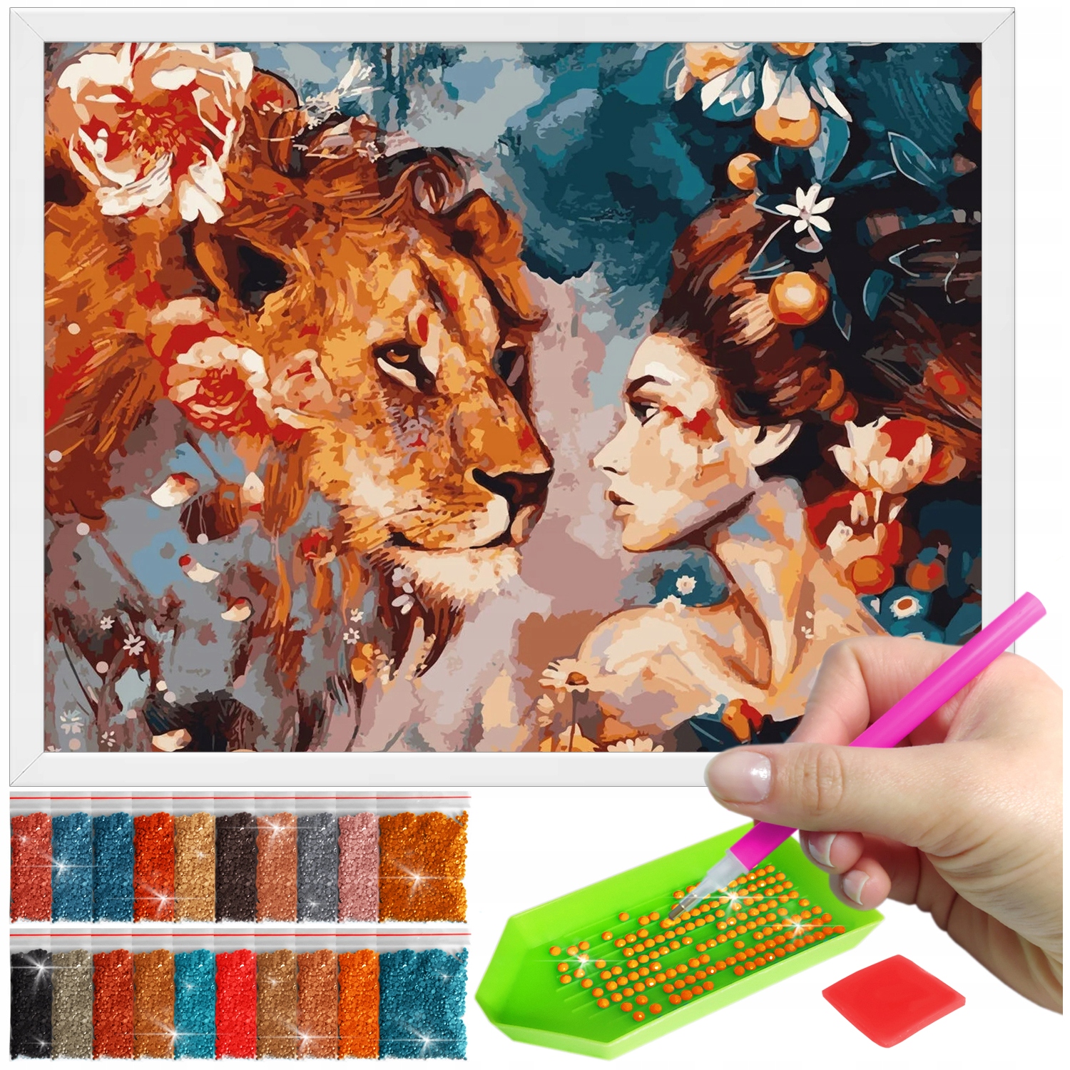 Zestaw: Diamond painting 30x40 (DP094)+ biała ramka