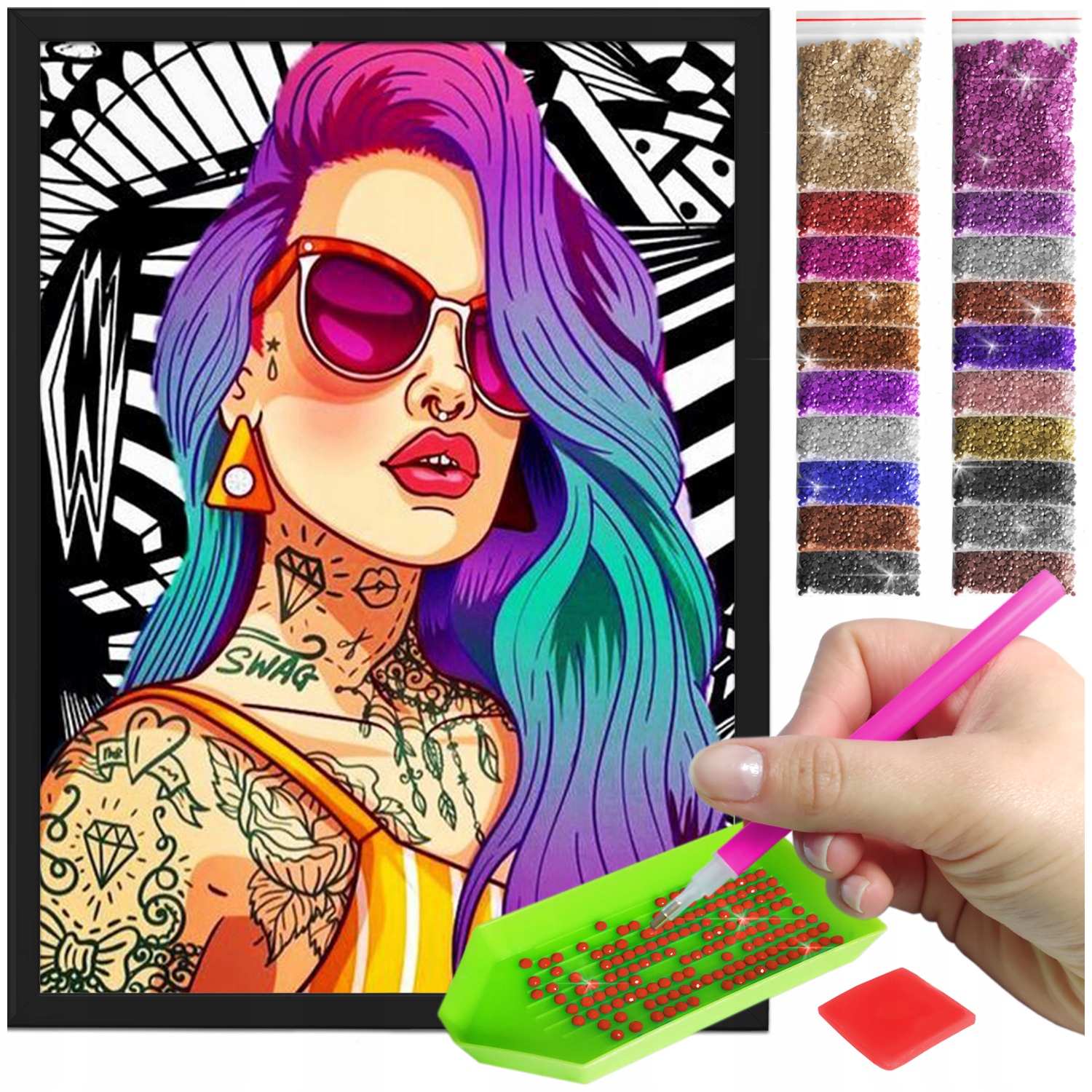 Zestaw: Diamond painting 30x40 (DP360) + czarna ramka