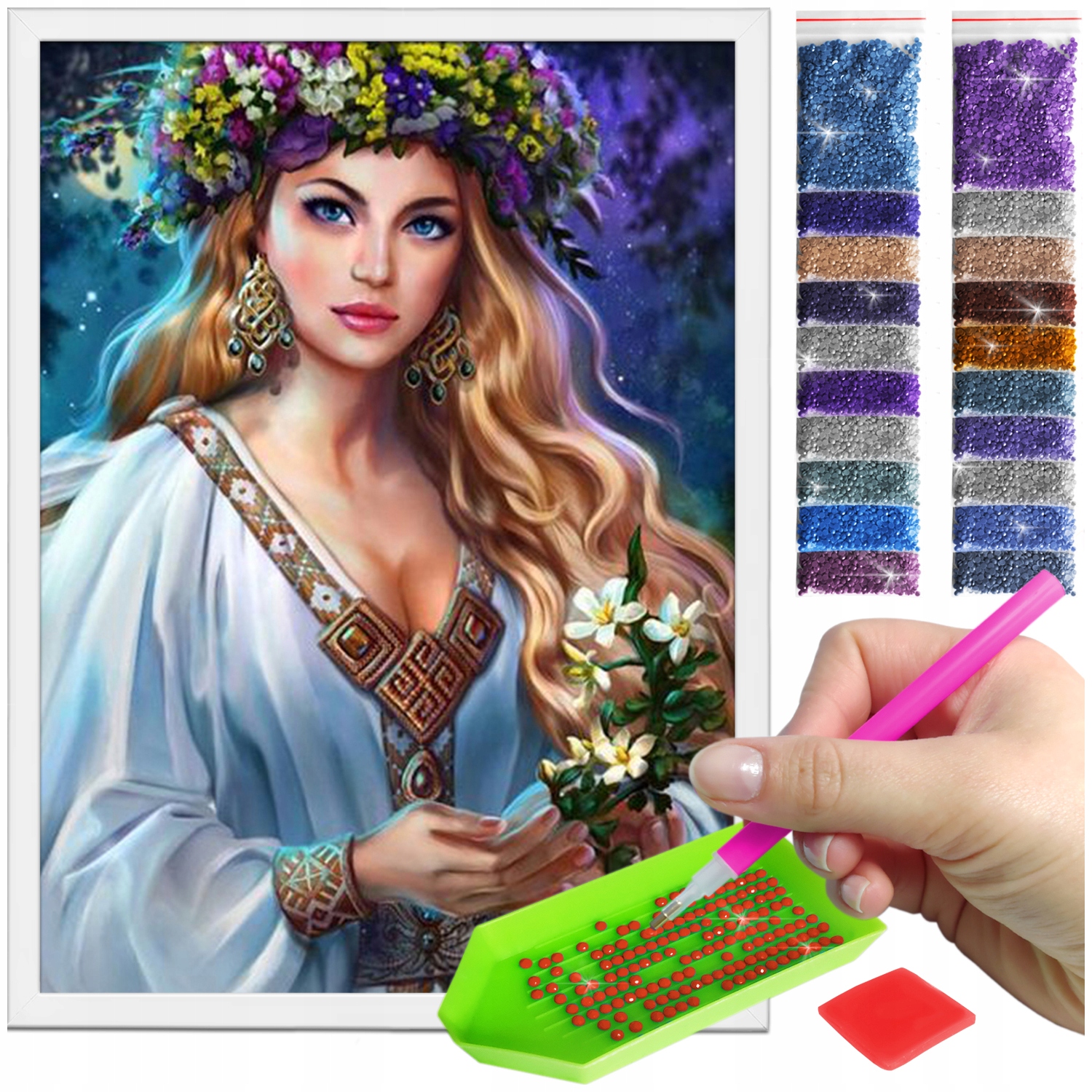 Zestaw: Diamond painting 30x40 (DP353) + biała ramka