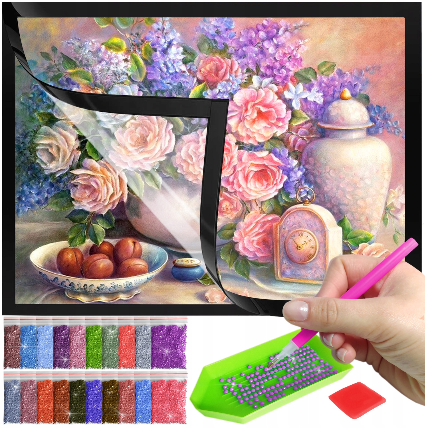 Zestaw: Diamond painting 30x40 (DP100)+ magnetyczna ramka