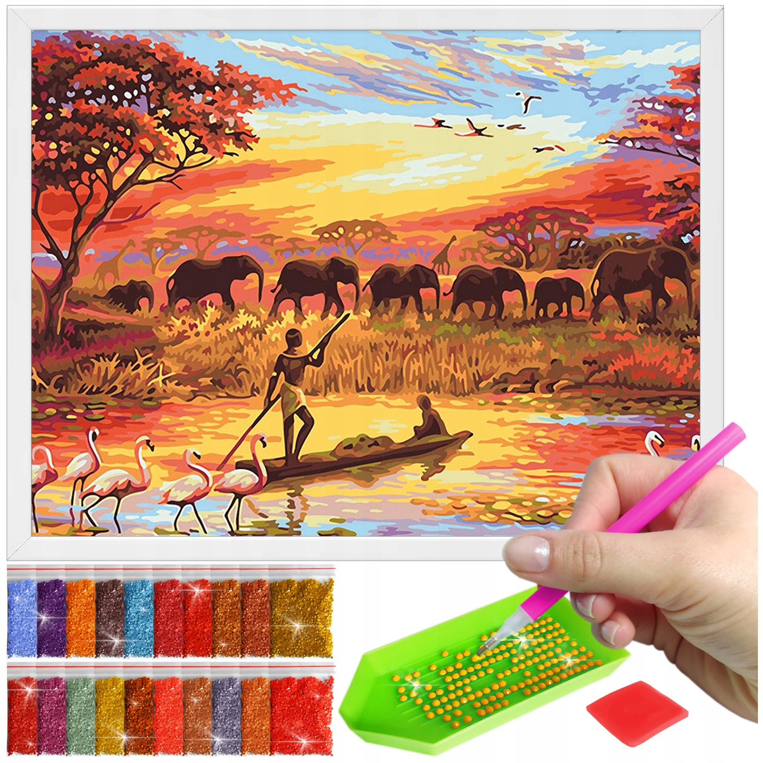 Zestaw: Diamond painting 30x40 (DP085)+ biała ramka