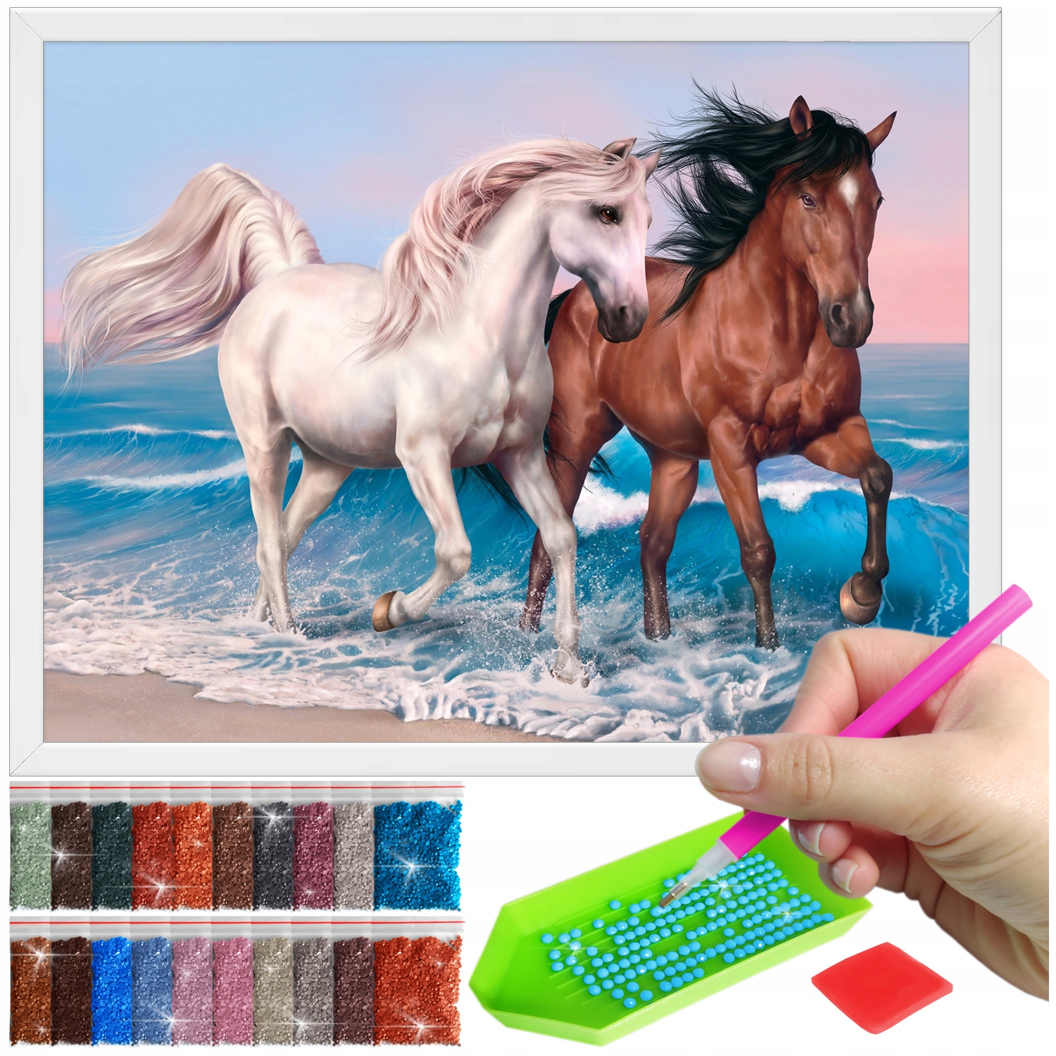 Zestaw: Diamond painting 30x40 (DP122)+ biała ramka