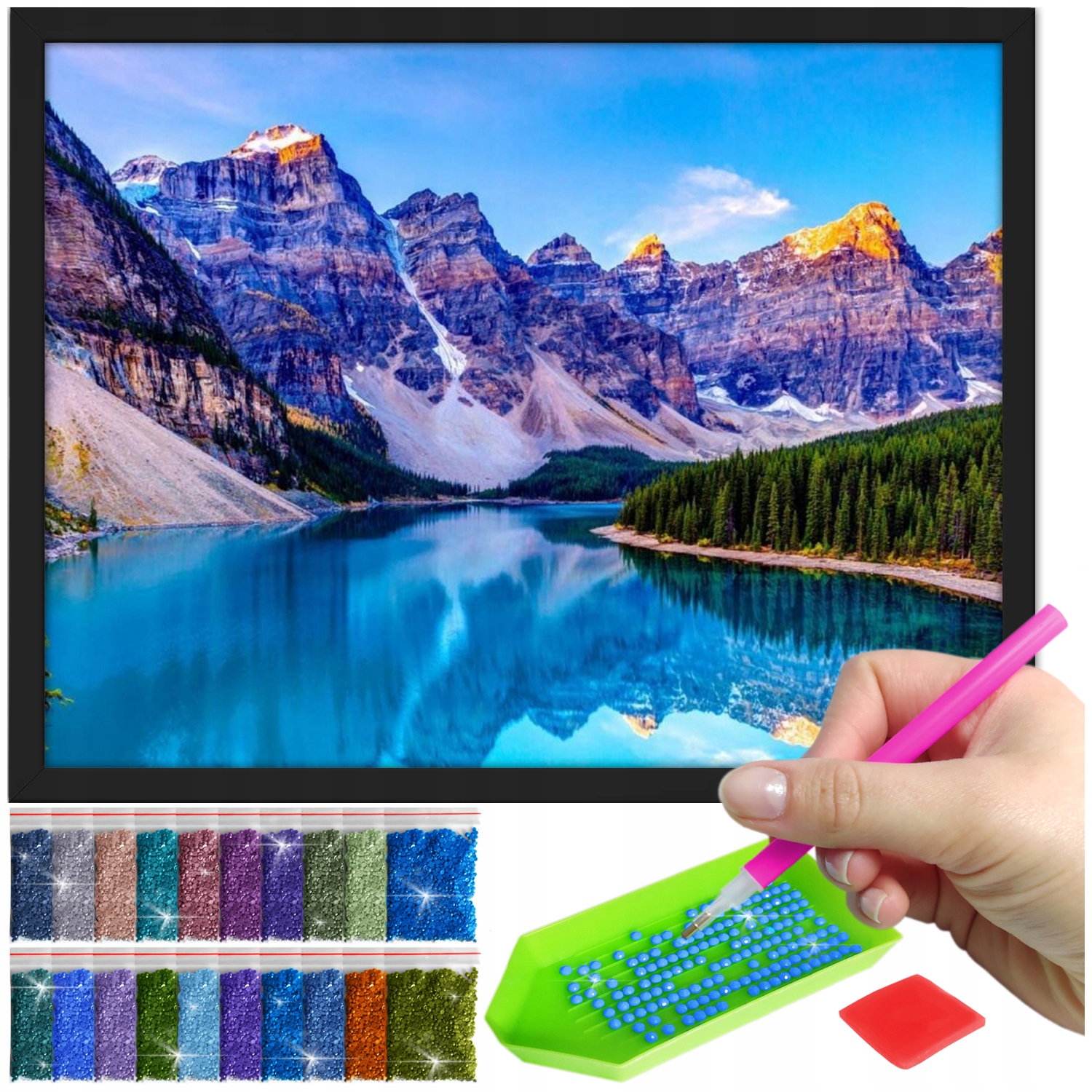 Zestaw: Diamond painting 30x40 (DP026)+ czarna ramka