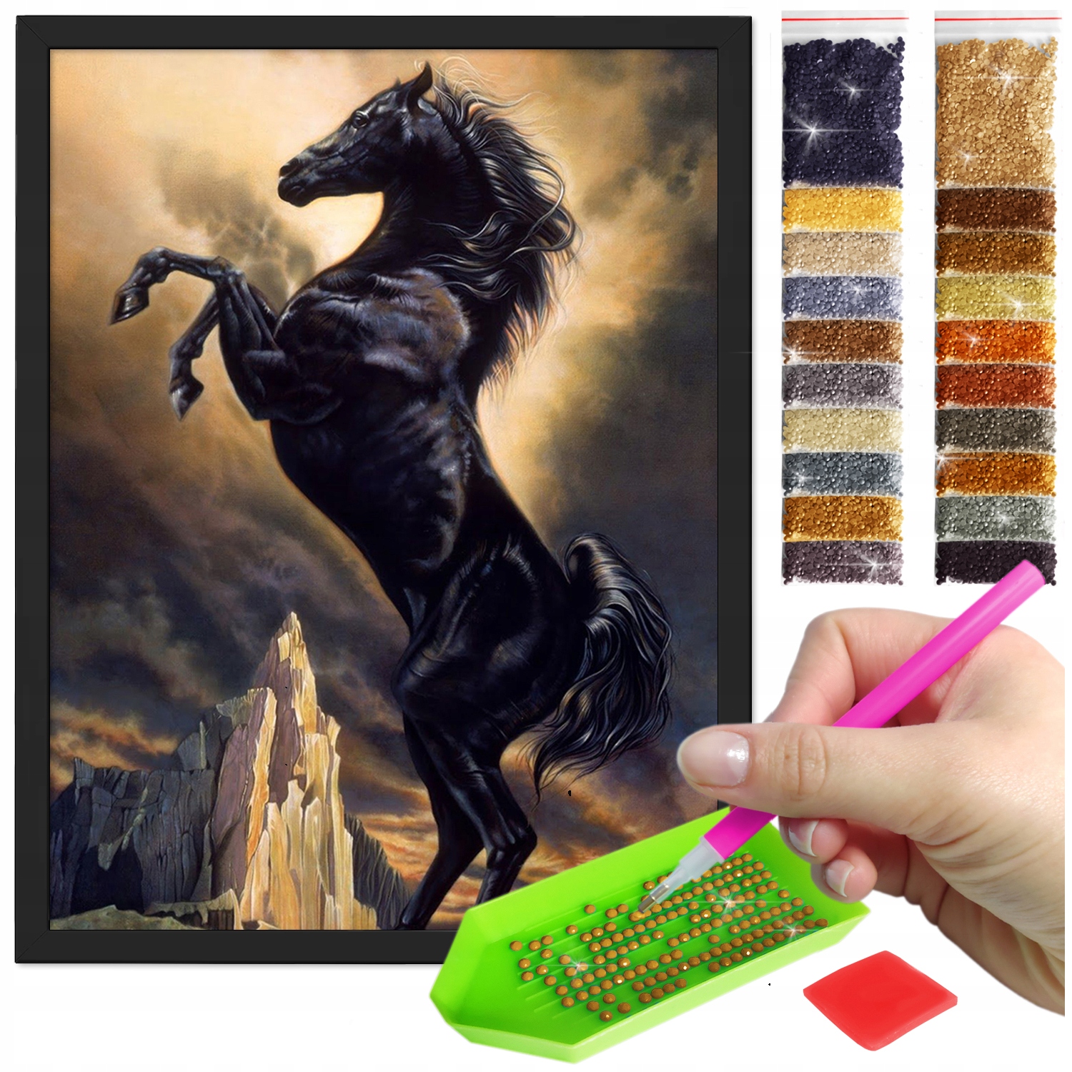 Zestaw: Diamond painting 30x40 (DP032)+ czarna ramka
